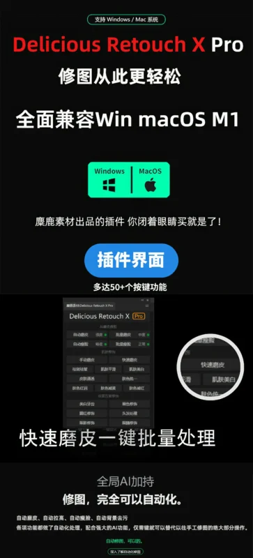 图片[3]-PS磨皮插件DRX AI Pro一键批量自动质感磨皮瘦脸修图PS插件 Delicious Retouch X【Ai】 Pro-猫知享